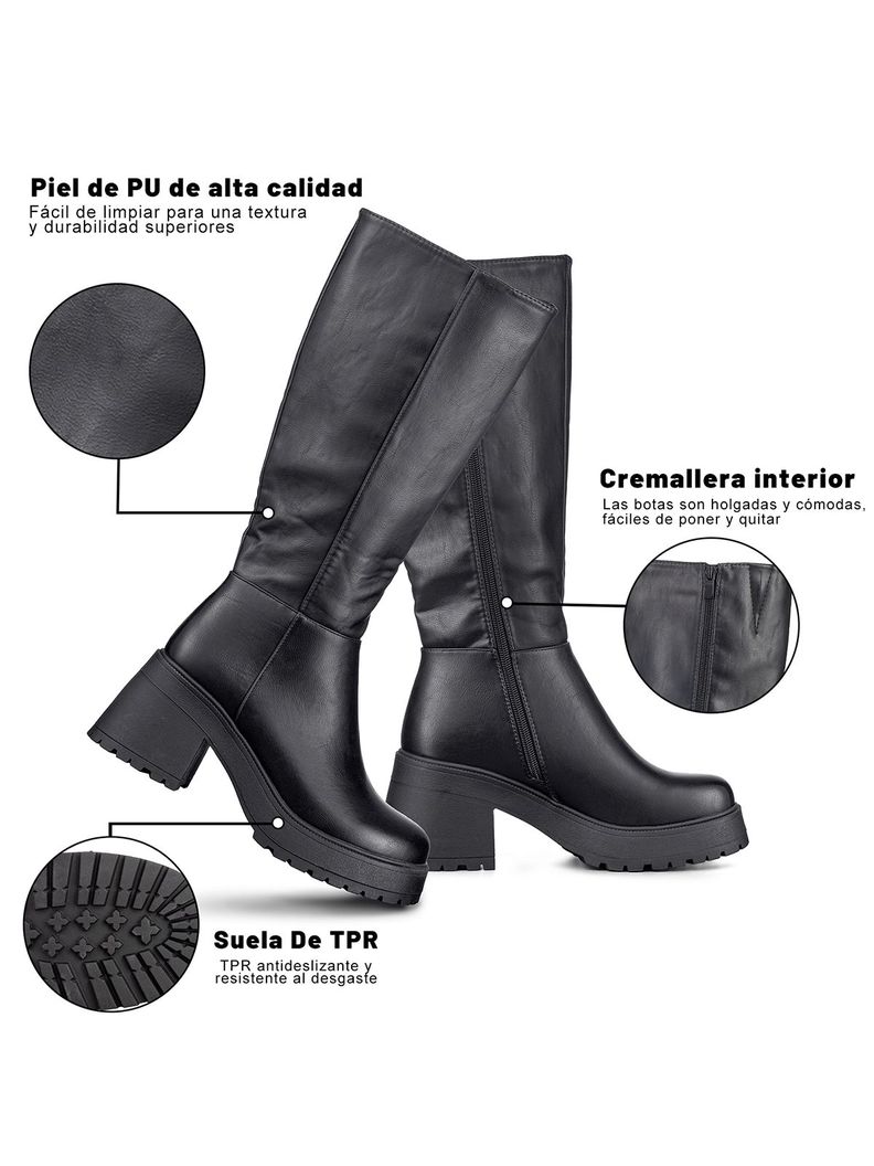 Bota Larga Mujer Tacon Grueso Vintage Elegante Weide CZY602-6