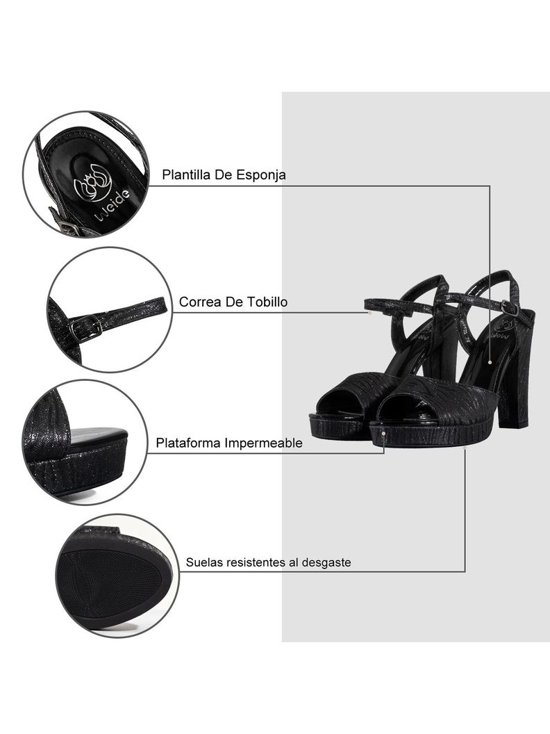 Sandalia Taco Fiesta Elegante Glitter Mujer Weide YOU237-5