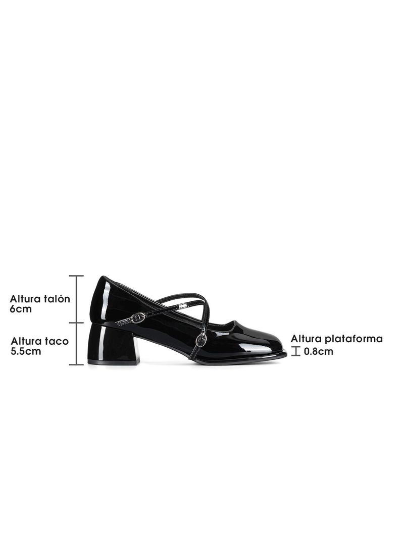 Zapato Mary Jane Negro Charol Elegante Mujer Weide YL65-4