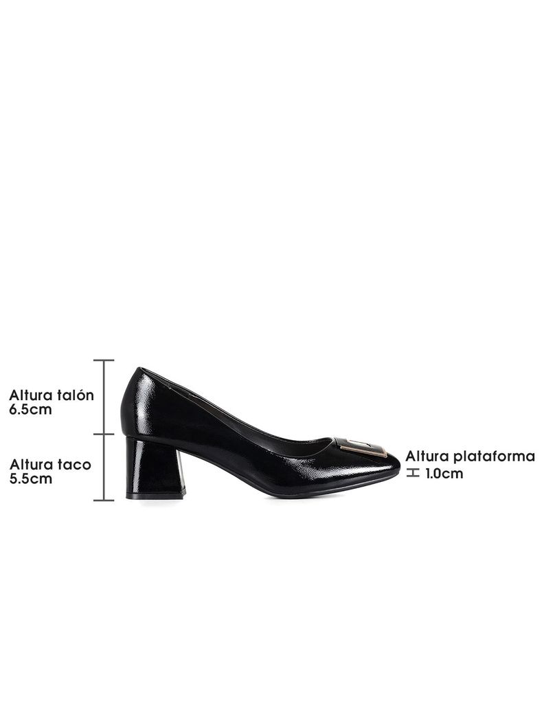 Zapato Taco Mujer Acabado Charol  Formal  Weide GH137-3