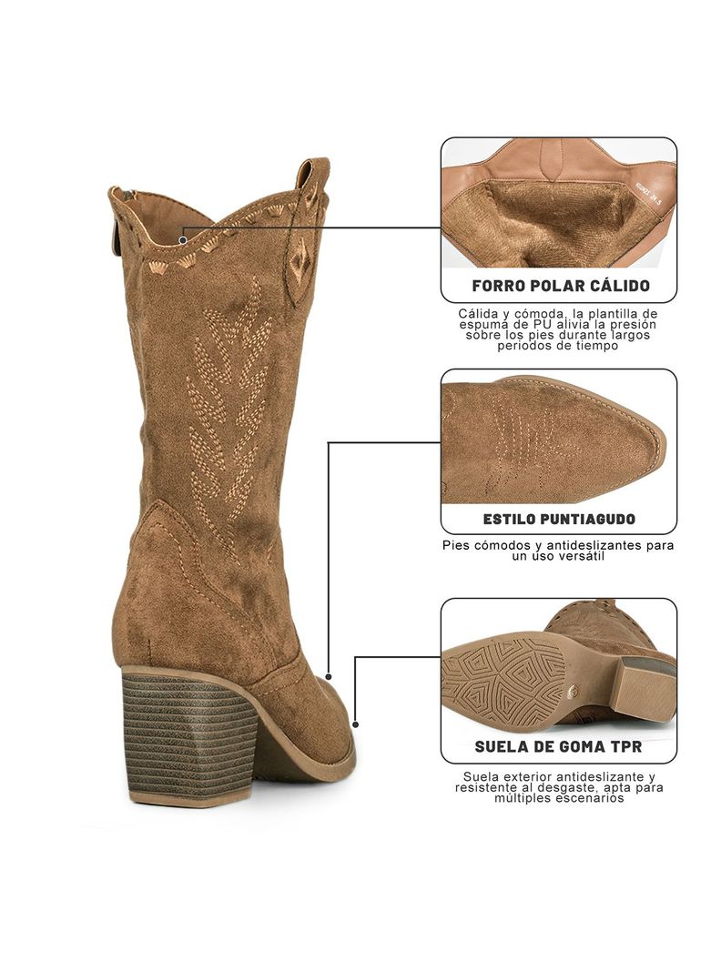Botin Casual Mujer Vintage Moda Cowboy Bordado Weide QBM21-5