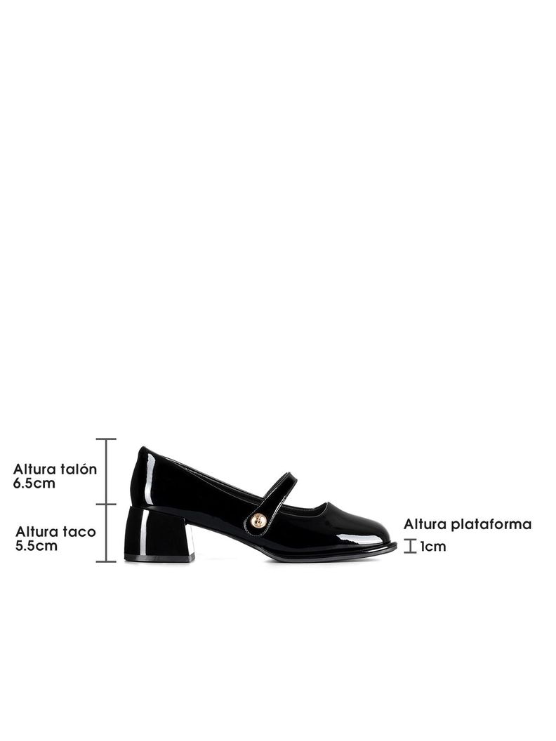 Zapato Mary Jane Negro Charol Elegante Mujer Weide YL56-4