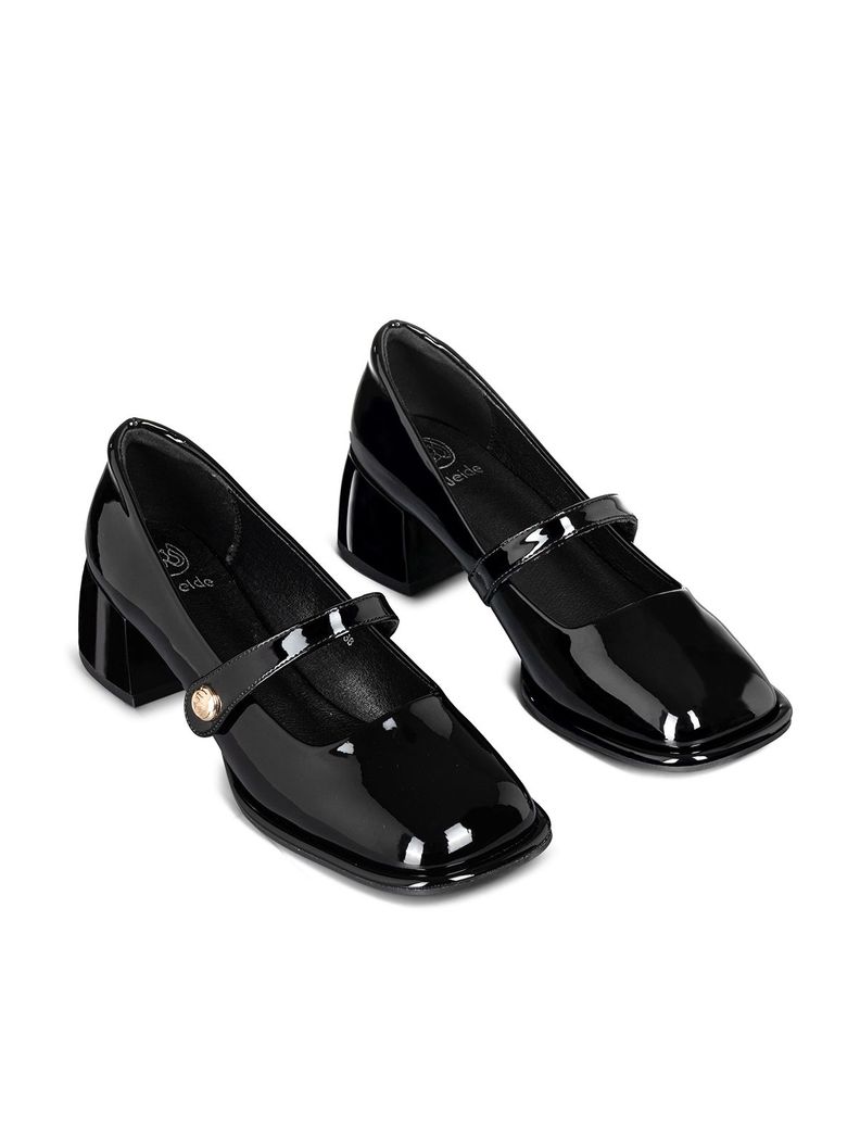 Zapato Mary Jane Negro Charol Elegante Mujer Weide YL56-6