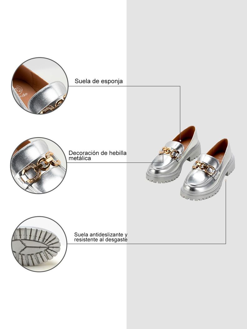 Zapato Taco Plateado Casual JN20 Weide-5