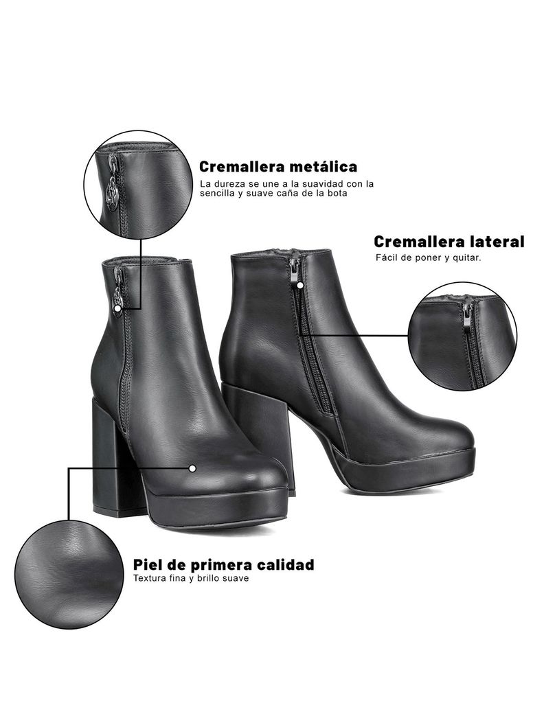 Botin Casual Mujer Eco Cuero Tacon Grueso Clasico Weide DH80-4