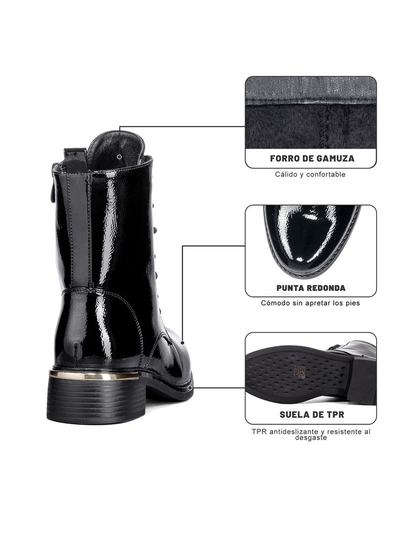 Botin Casual Mujer Charol Clasico Moda Weide HX506-6
