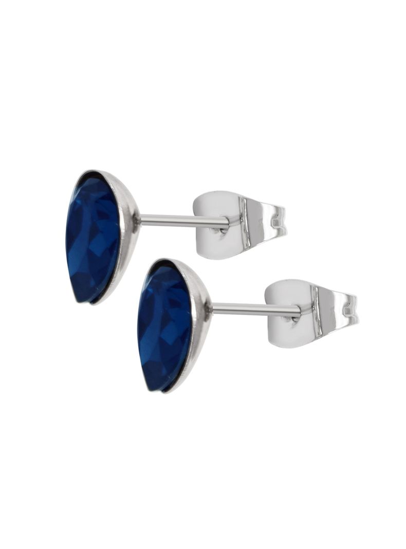 Aro pegado forma lagrima cristal azul-0