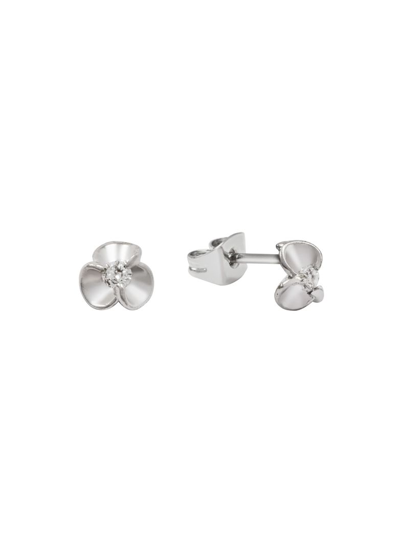 Aros pegados forma flor con cristal central-0