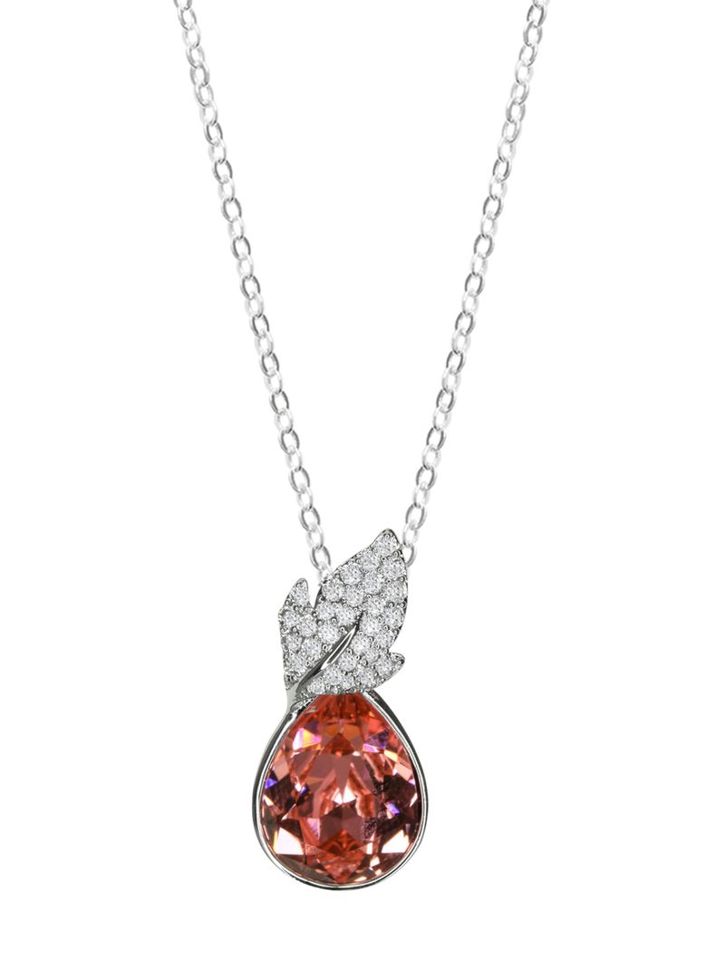 Collar gota y hoja con cristal Swarovski-0