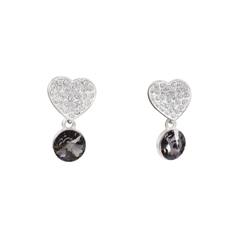 Aro pegado forma corazón con cristal colgante-1