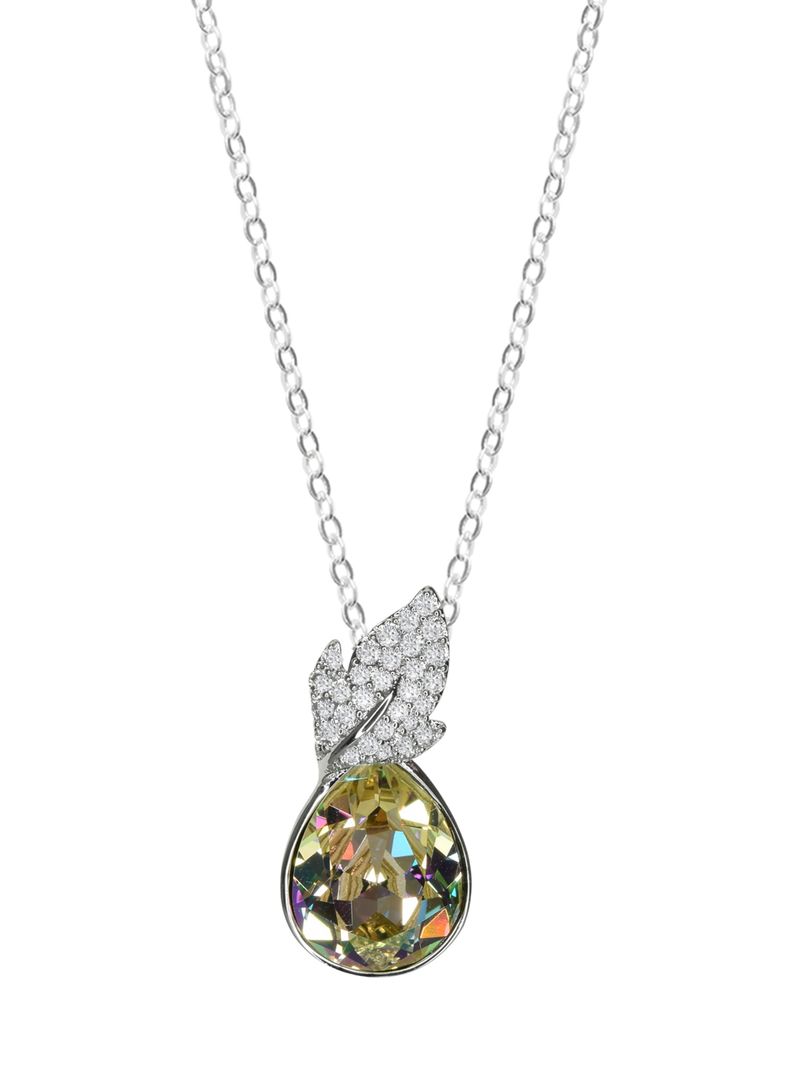 Collar gota y hoja con cristal Swarovski-0
