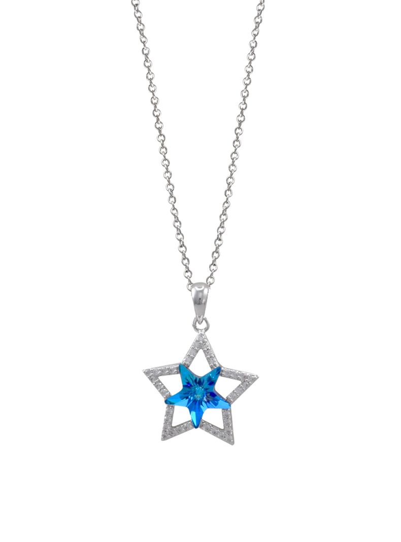 Collar Rock Star con cristal central azul-0