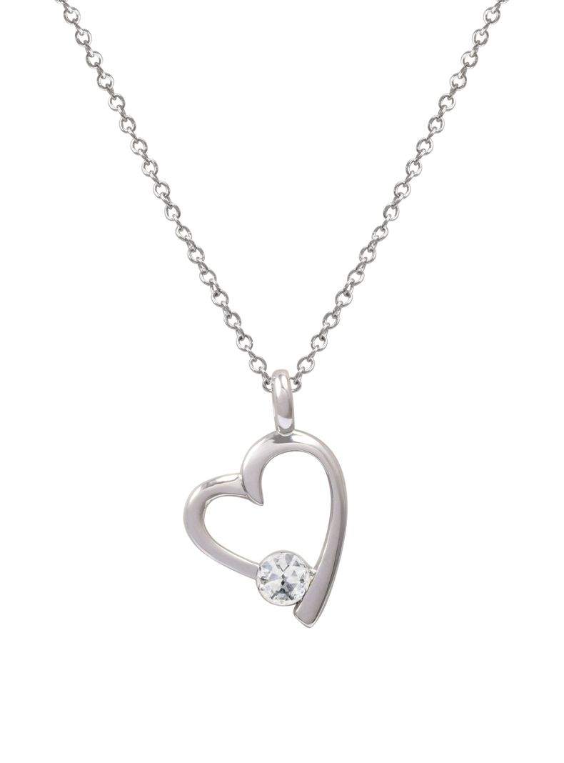 Collar Simple love con cristal blanco-0