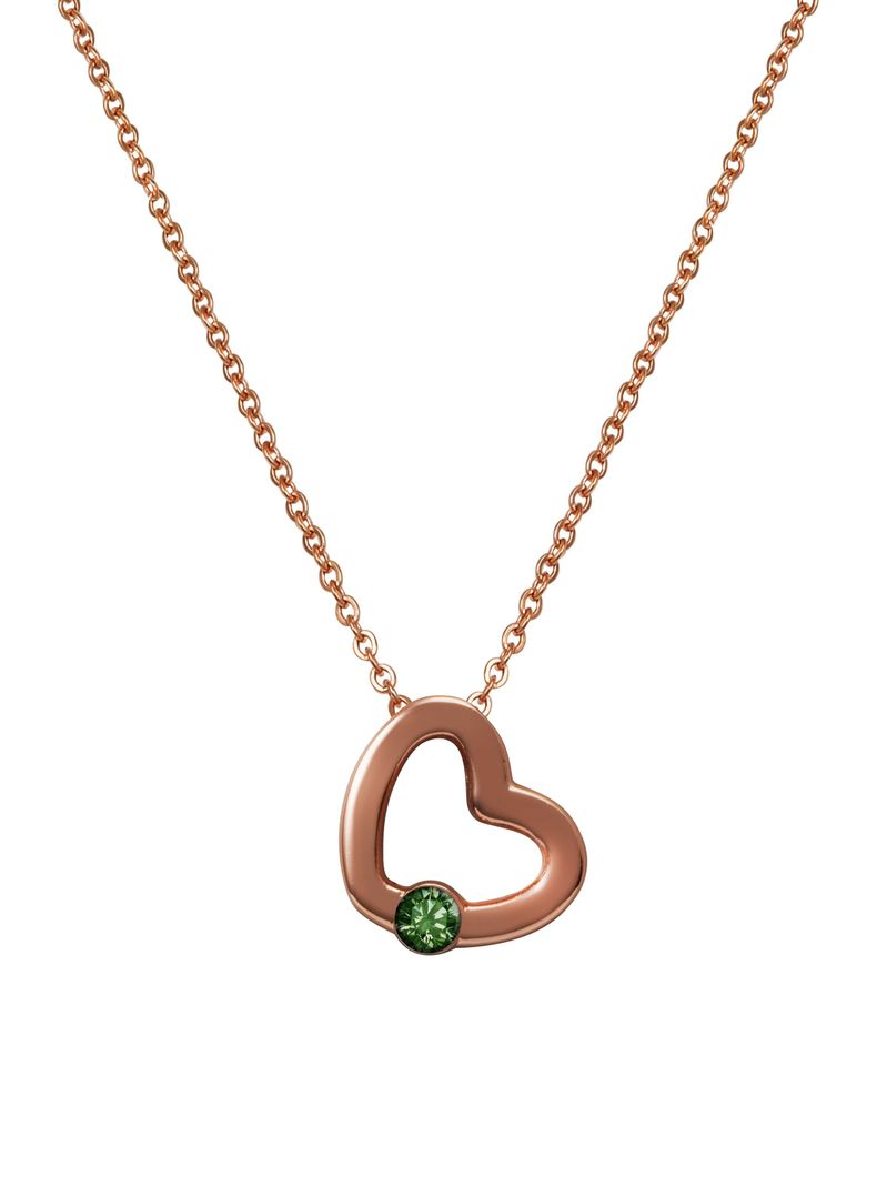 Collar corazón y cristal verde Rose Gold-0