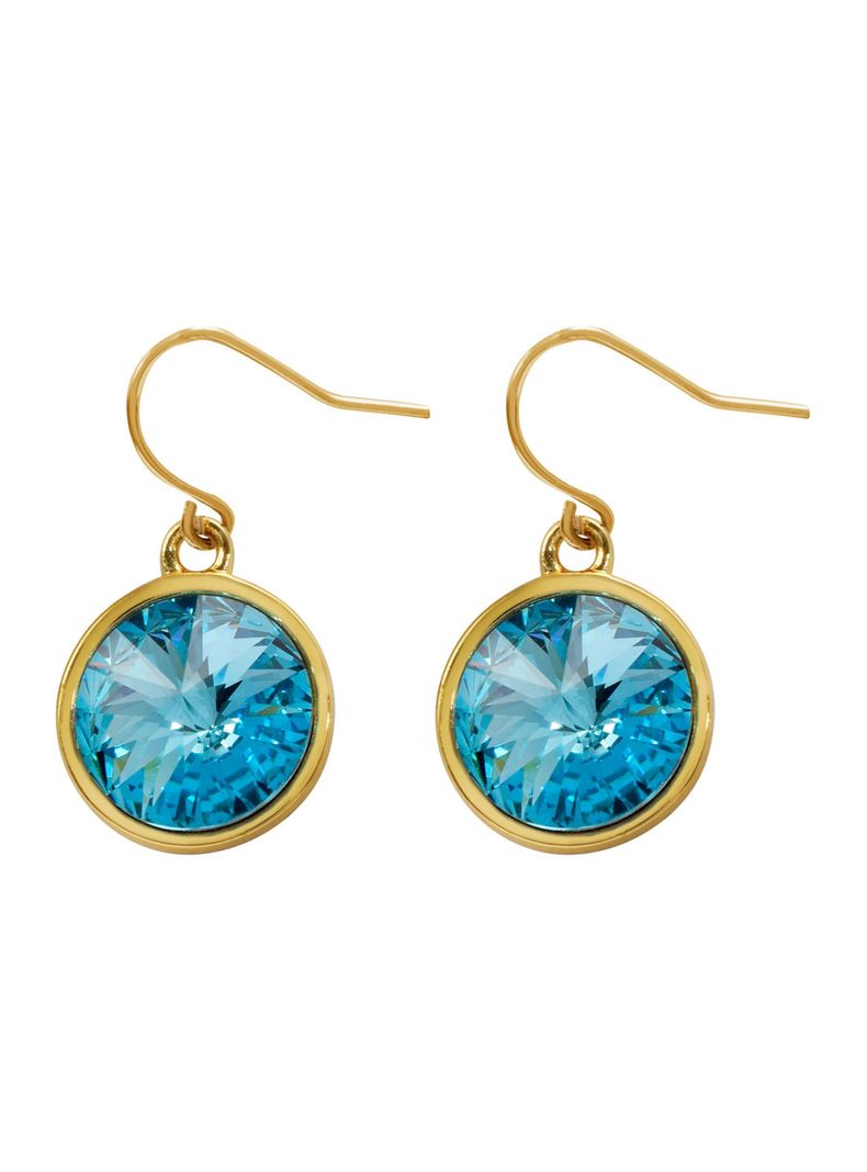 Aros colgantes cristal circular grande azul-0
