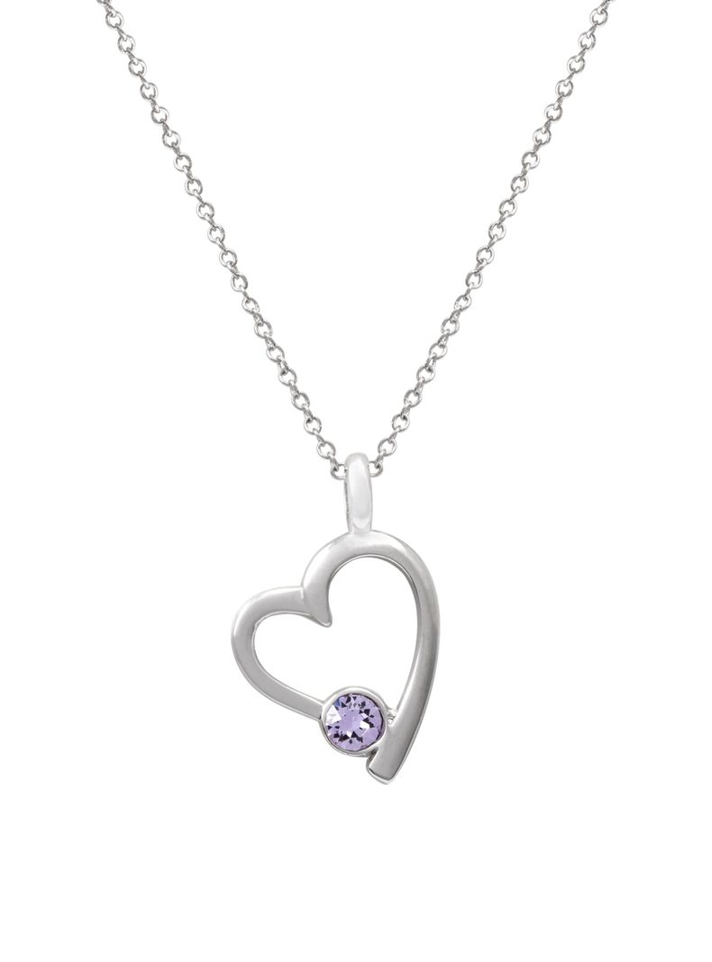 Collar Simple love con cristal morado-0