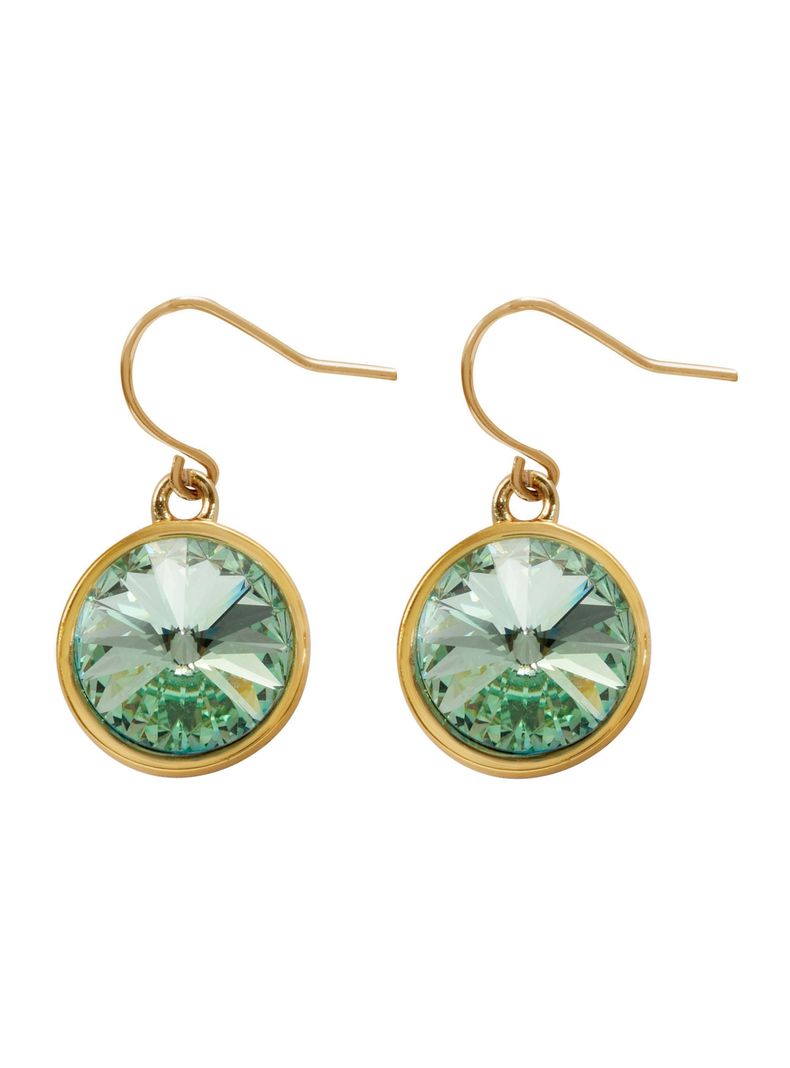 Aros colgantes cristal circular grande verde-0