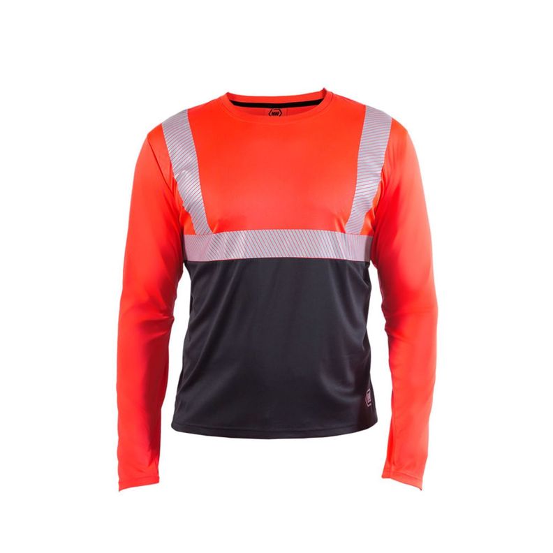 Polera Reflectiva HW Rojo Fluor Manga Larga-0
