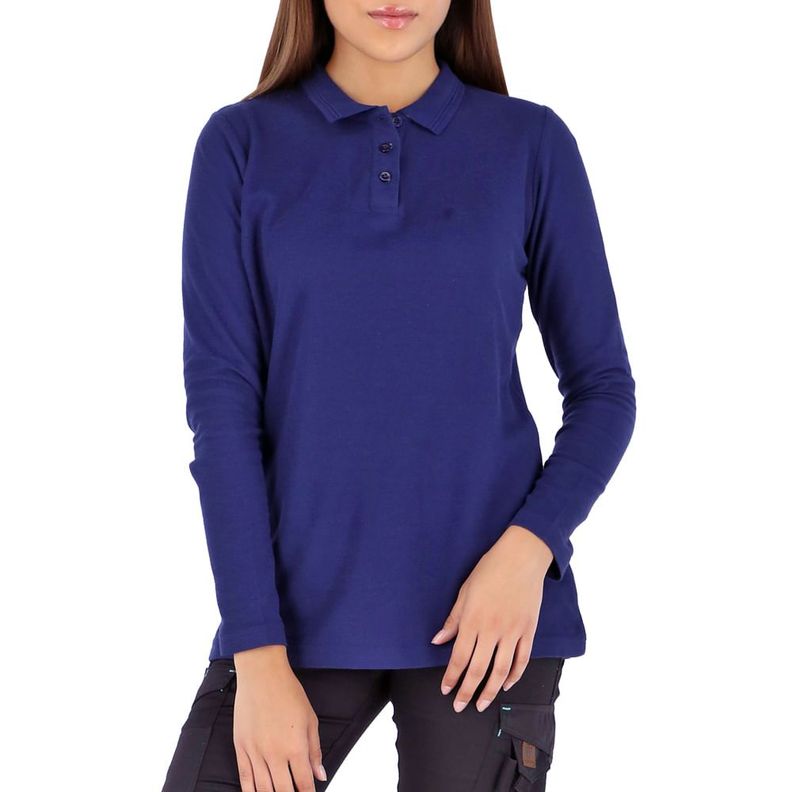 Polera Pique Quebec Manga Larga Mujer Azul-0