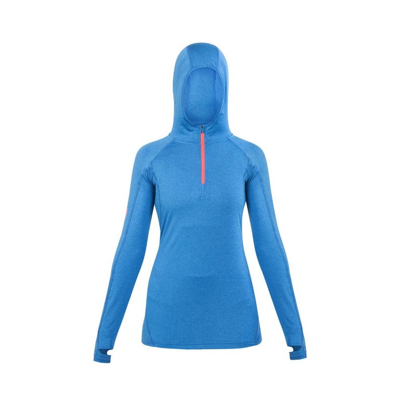 Polera Dry Fit Hw Spx C/ Gorro Manga Larga Mujer Blue-0