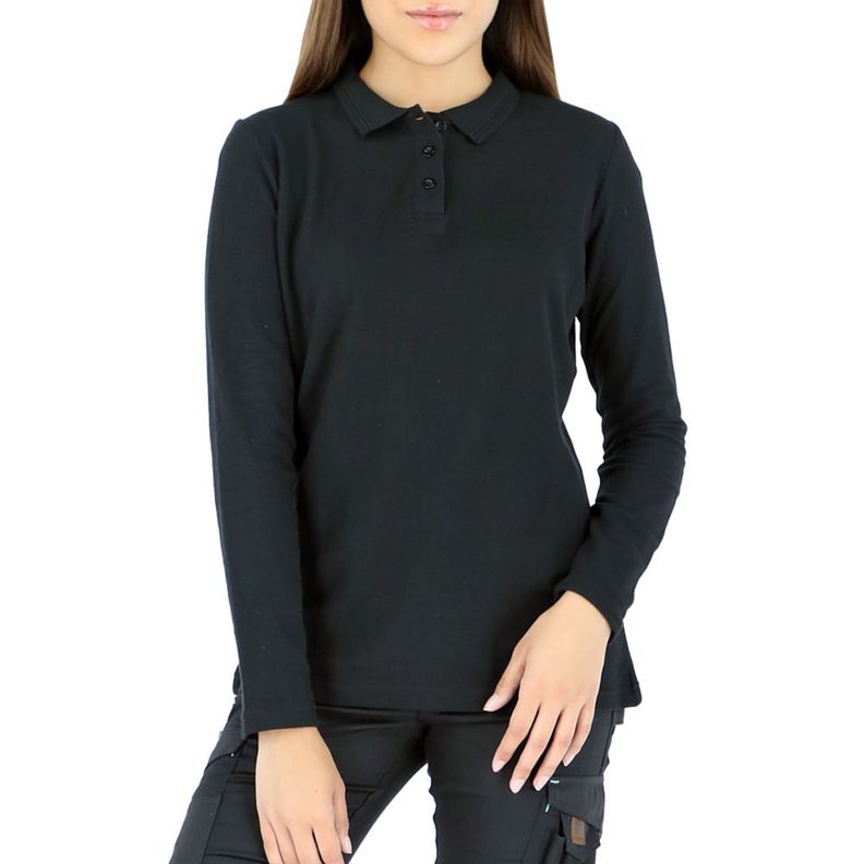 Polera Pique QUEBEC Manga Larga Negro Mujer-0