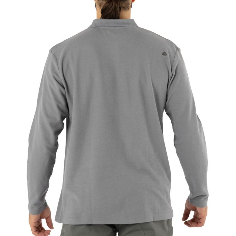 Polera Pique Quebec Manga Larga Gris-1