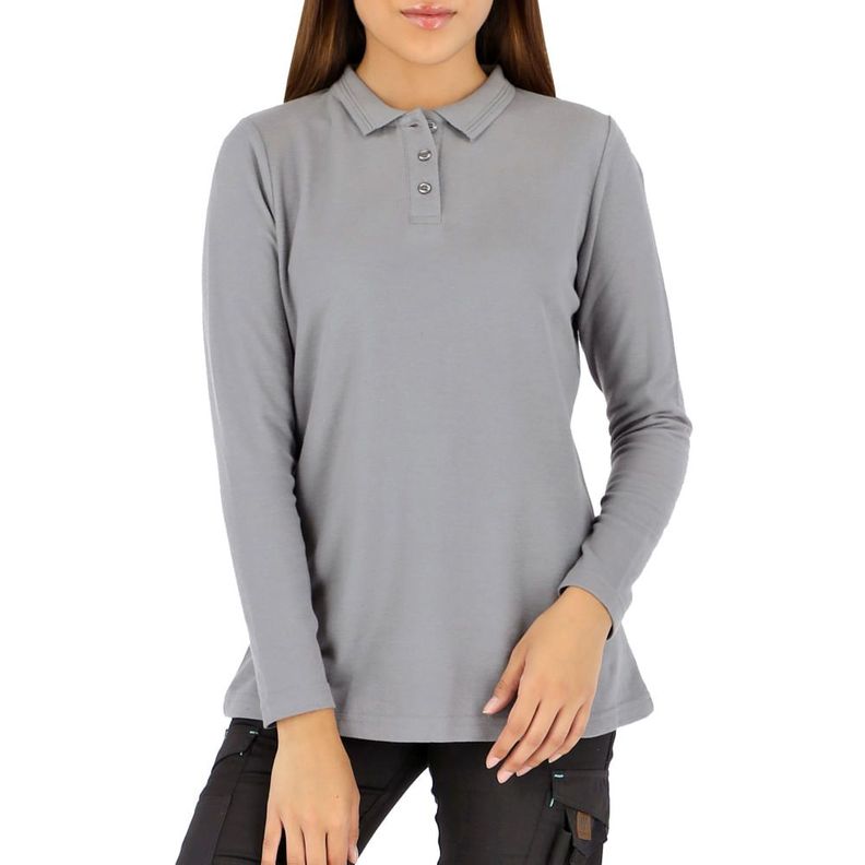 Polera Pique QUEBEC Manga Larga Mujer Gris-0