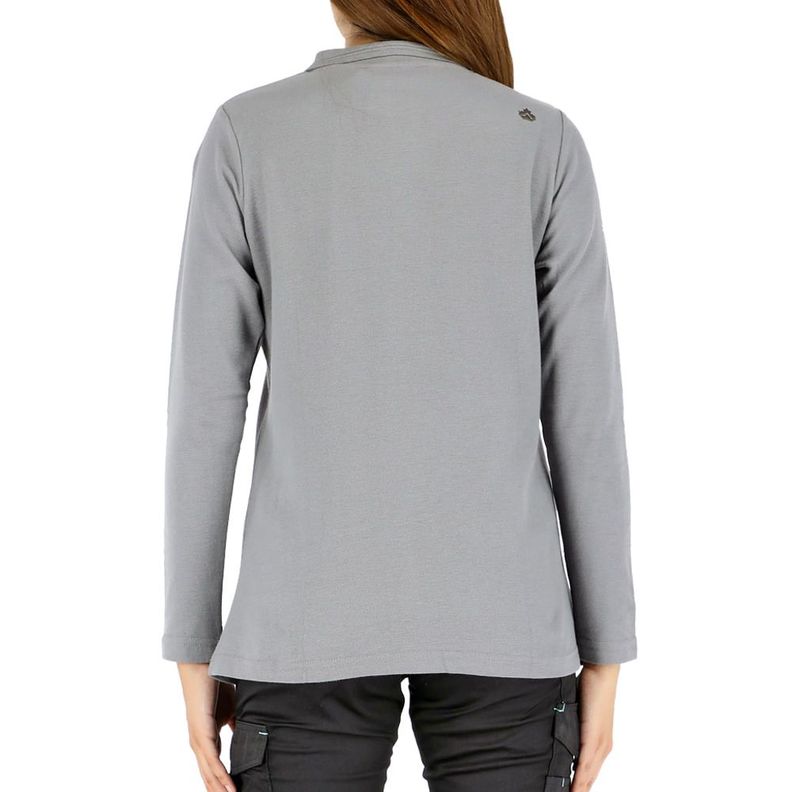 Polera Pique QUEBEC Manga Larga Mujer Gris-3