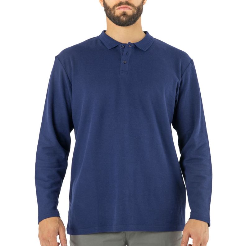 Polera Pique Quebec Manga Larga Azul-0