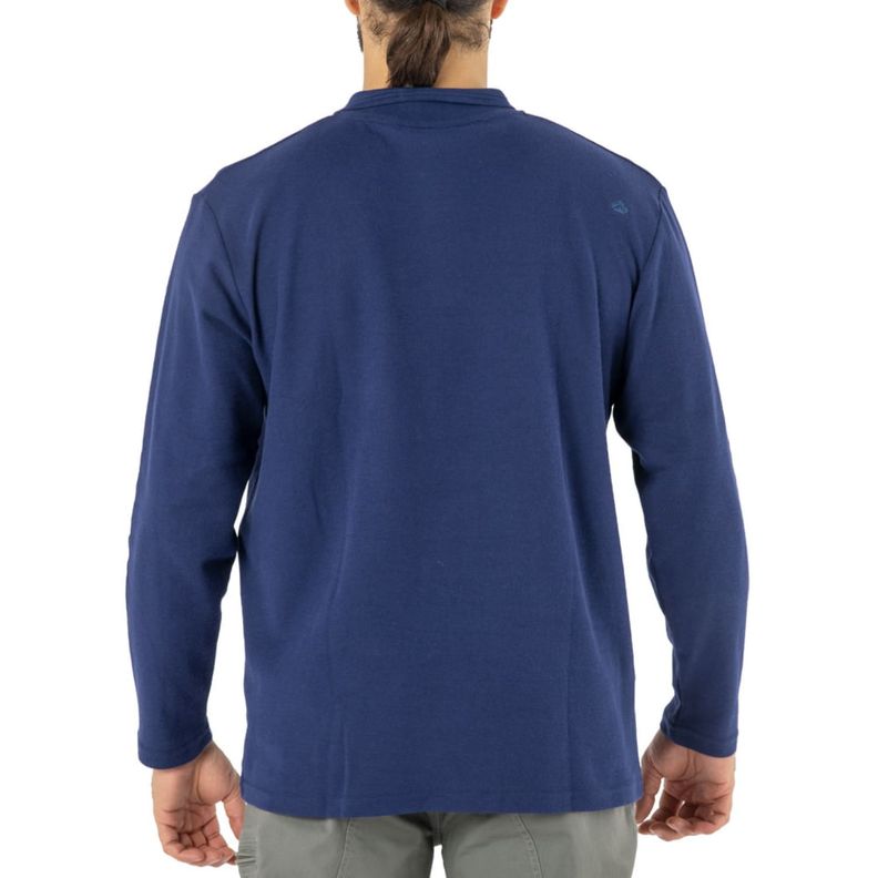 Polera Pique Quebec Manga Larga Azul-1