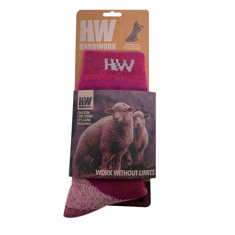 Calcetin con Cobre Antibacteriano 35% Lana HW Burdeo Mujer-4