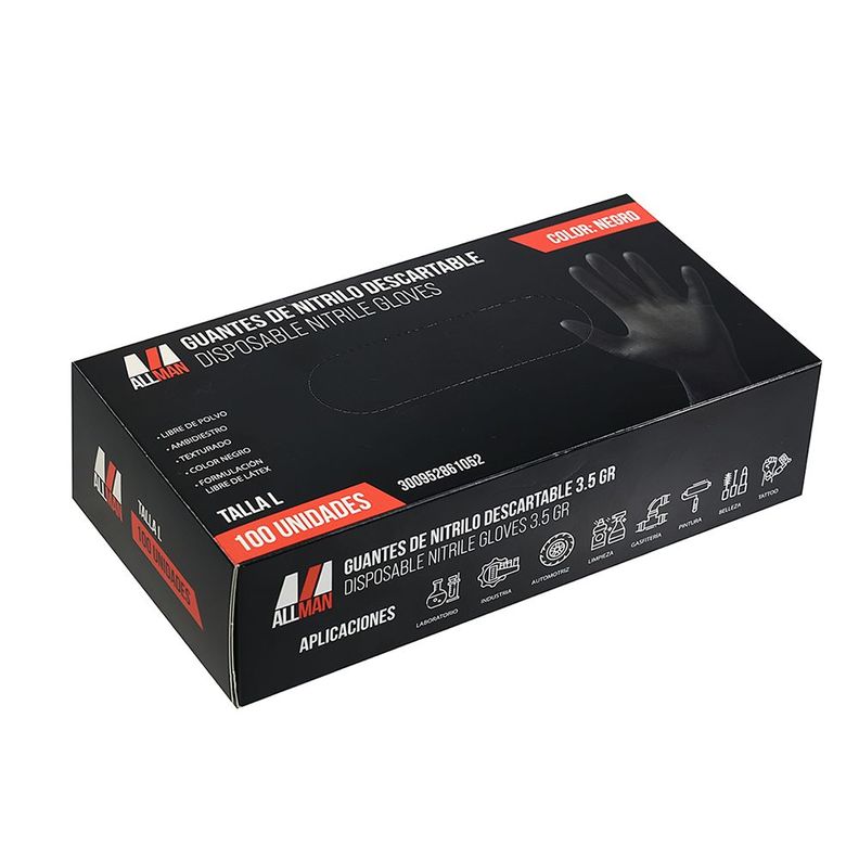 Guante examinación nitrilo negro 3,5 gr Allman Caja 100 und-6