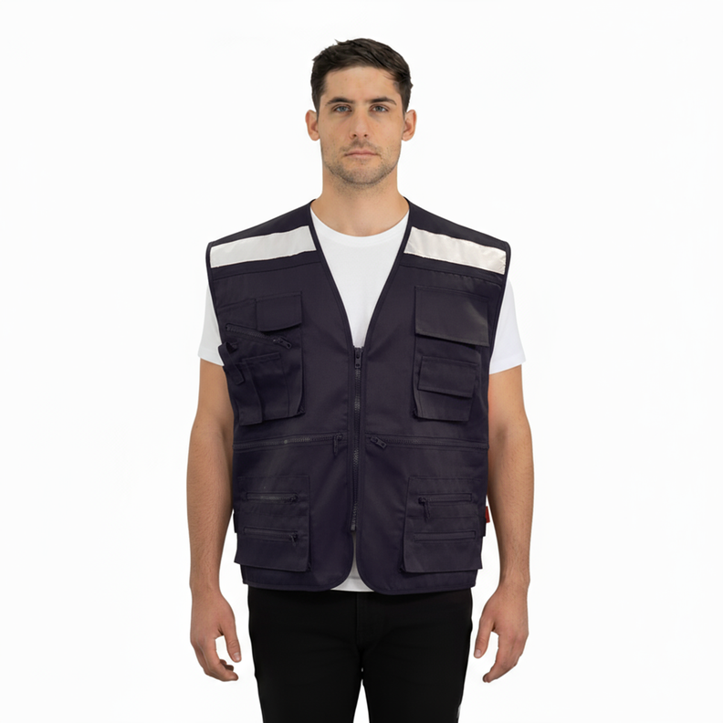 Chaleco Geologo Poplin con Cinta Azul