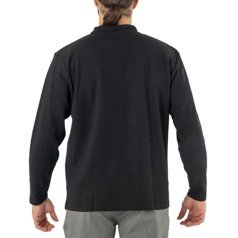Polera Pique Quebec Manga Larga Negro-1