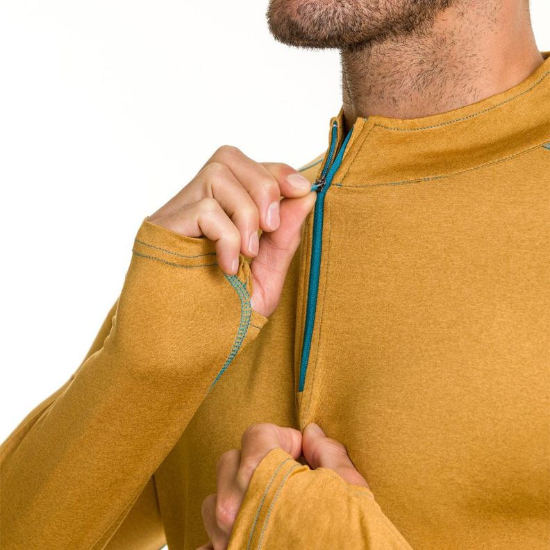 Polera Dry Fit HW SPX Manga Larga Hombre Mustard-4