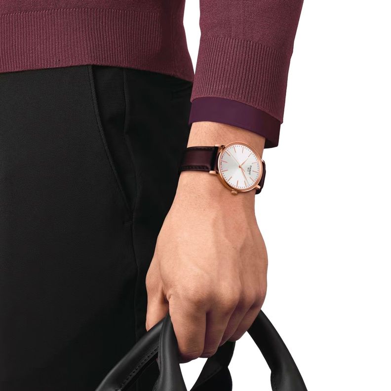 Reloj Tissot Everytime Cuero Café-3