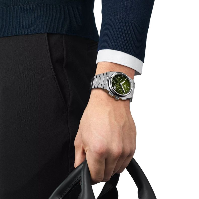 Reloj Tissot Prx Chrono Acero Verde-3