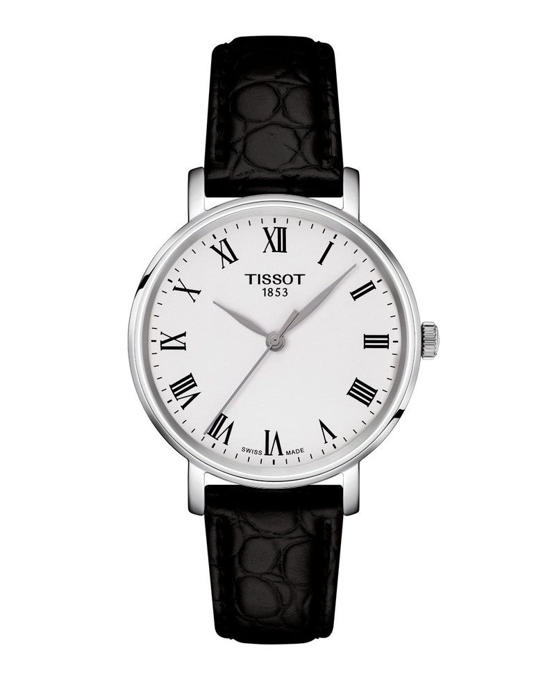 Reloj Tissot Everytime Cuero Negro 34 mm Acero