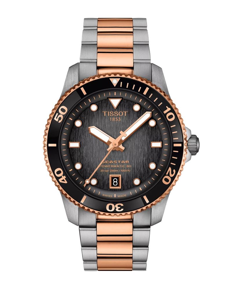 Reloj Tissot Seastar 1000 Bicolor Grafito 40MM Dorado