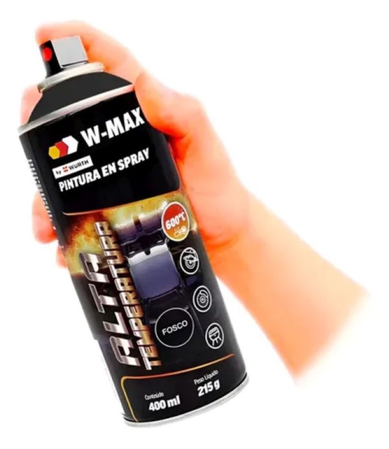 Pintura Spray Alta Temperatura Wmax Wurth 600 Negro Mate
