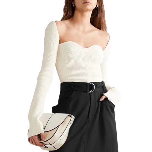Sweater Isadore Escote Cuadrado Blanco-1