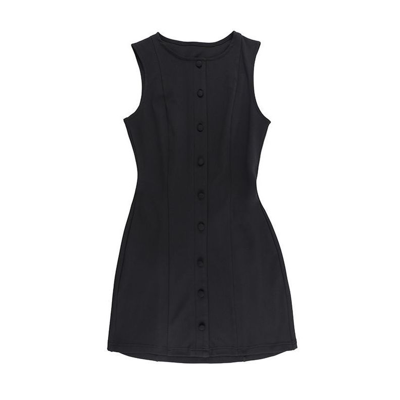 Vestido Ajustado sin Mangas Negro -5