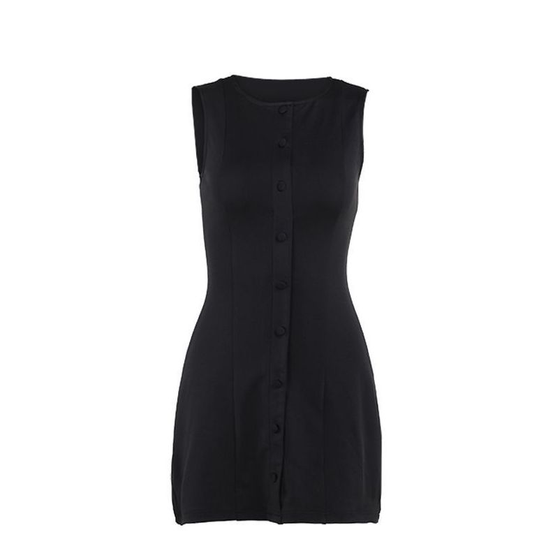 Vestido Ajustado sin Mangas Negro -6