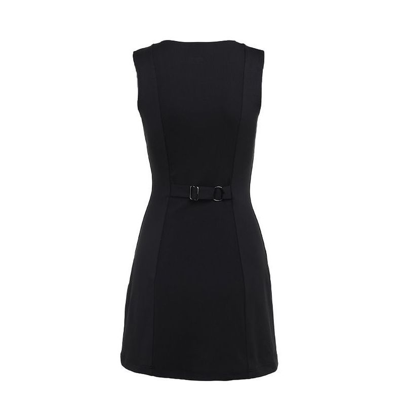 Vestido Ajustado sin Mangas Negro -7