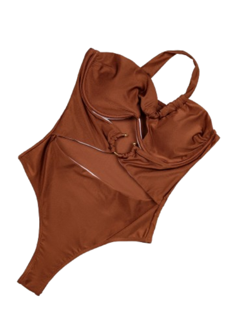 Traje de Baño una Pieza Asimetrico Benagil Marron