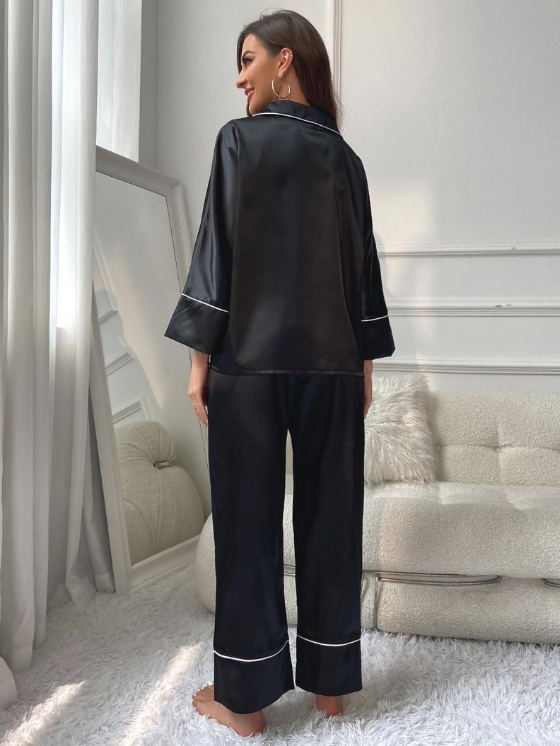 Conjunto De Pijama Largo Satén Black-2