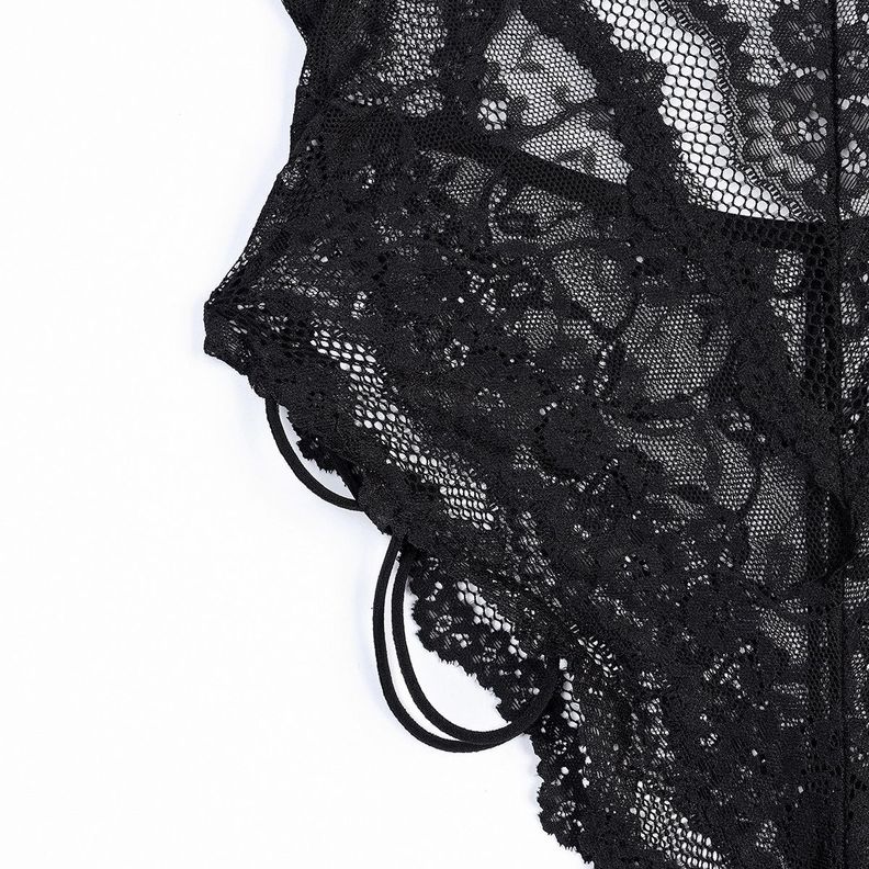 Body Enterito Escote Profundo Negro Temptation-5