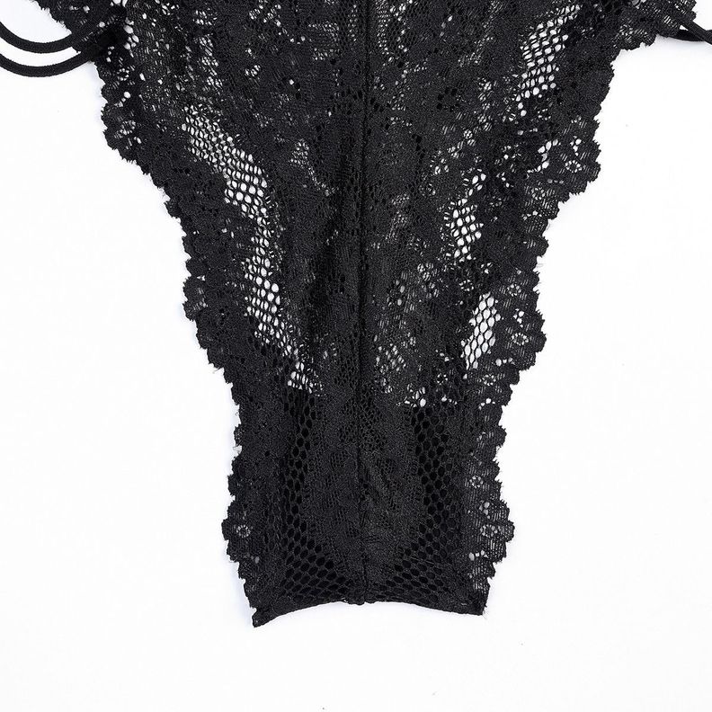 Body Enterito Escote Profundo Negro Temptation-6