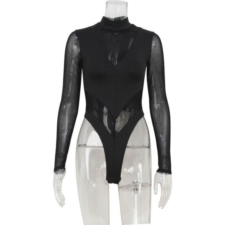 Body Transparencia Aitana Negro Manga Larga -3