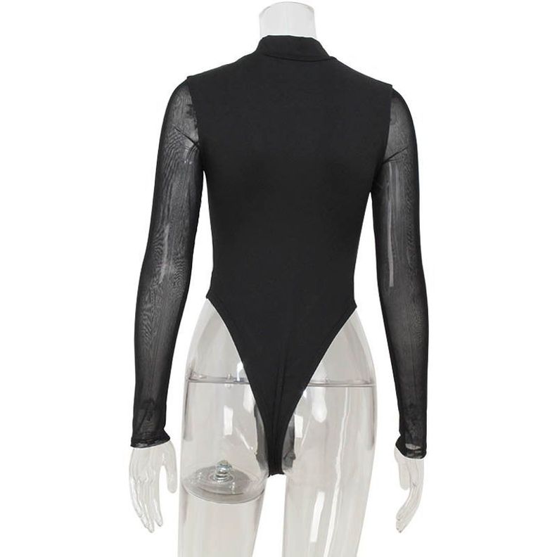 Body Transparencia Aitana Negro Manga Larga -4